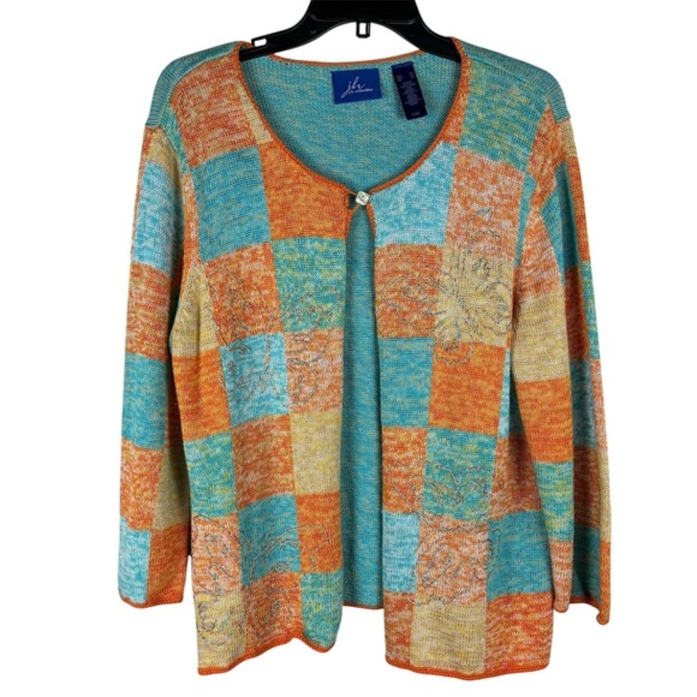 VTG Y2K Cardigan Sweater XL Embroidered Butterfly Patchwork 90s Girlie‎ Novelty